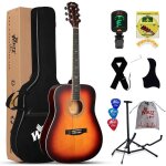 Guitare acoustique winzz 4 / 4 d�butant avec sac et accessoires - matte sunburst