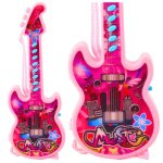 Guitare �lectrique jouet enfant rose 29 cm ? m�lodies & solf�ge sangle amovible