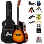 Guitare lectro - acoustique winzz 4 / 4 gaucher 41 pouces dreadnought sunburst