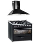 Cuisinire  gaz - gurari - gch e 610 bl - four lectrique 60 l - hotte aspirante 1000m / h - noir