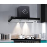 Hotte murale gurari 462 bl 9 pr noir 90 cm - hotte cuisine puissante 1000 m� / h