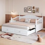 Canap� - lit multifonctionnel - gutent - 90 / 180x190 cm - bois massif - blanc - 2 tiroirs de rangement ...