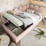 Lit gigogne - gutent - 90x190 cm - velours - rose - 1 place