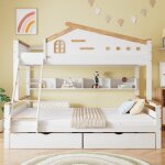 Lit superpos� - gutent - 90x200cm + 140x200cm - avec tiroirs - m�tal noir - design contemporain