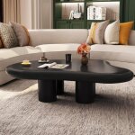 Guyii table basse cloud salon central minimaliste table basse irr�guli�re � quatre pieds (noir 91cm)
