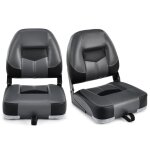 Gymax lot de 2 si�ges pliants de bateau fauteuils confortables dossier ergonomique si�ge rembourr� pour ...