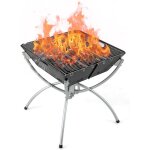 Gymax bras�ro ext�rieur pliable et gril de barbecue 2 - en - 1 avec grilles en acier inox 304 & sac de ...
