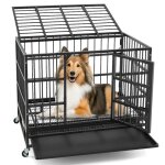 Gymax cage pour chien 96 x 65 x 77 cm en m�tal pliable et anti - �vasion double porte serrures robustes ...