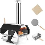 Gymax four  pizza dextrieur pieds pliables thermomtre intgr granuls en inoxydable pour camping ...