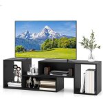 Gymax meuble tv de 2 �tag�res modulairesbanc tv 2 - en - 1 convient pour tv32 - 60 pouces capacit� 50kg ...