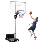 Gymax panier de basket - ball mobile int�rieur ext�rieur hauteur r�glable 149 - 305 cm panneau incassable ...