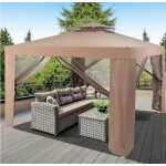 Gymax pavillon de jardin extrieur  double toit 3x3m tonnelle de jardin avec moustiquaire 4 parois latrales ...