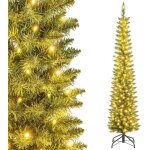 Gymax sapin de nol 180 cm lumineux artificiel 390 branches 180 lumires led blanc chaud en forme de ...