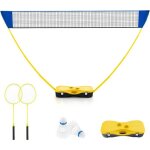 Gymax set de filet de badminton portable 275 cm avec 2 raquettes 2 volants bo�te de rangement installation ...