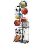 Gymax support de ballon support de basket - ball support de rangement pour �quipement de sport organisateur ...