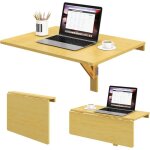 Gymax table pliante murale  double pliage 80 x 60 cm avec support triangulaire en bois pour cuisine ...