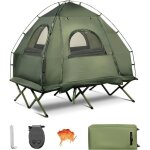 Gymax tente de camping 2 personnes avec matelas et oreillers gonflables & pompe � pied & sac � roulettesaccecc ...