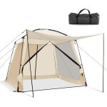 Gynax tente de camping pour 6 � 8 personnes avec porche avant 2 portes et 2 fen�tres en maille 300x300x250cm ...