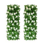 Haie artificielle extensible 40x20cm avec fleurs blanches clôture décorative à feuillage dense en bois ... Haie artificielle extensible 40x20cm avec fleurs blanches clôture décorative à feuillage dense en bois ...