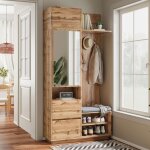 Hall dentre lgant avec miroir et banc 3 porte - manteaux placard chaussures (14 - 20 paires) - meuble ...