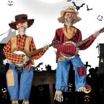 Halloween anim banjo squelette avec la lumire active et le mouvement sonore halloween brillant ornement ...
