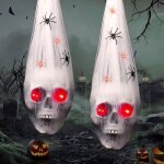 Halloween dcorations 2 pices suspendre de crne  lextrieur crne en plein air avec 2 araignes intimidant ...