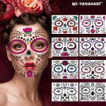 Halloween tatouages temporaires pour visage howaf crâne mort floral squelette noir tatouages éphémères ... Halloween tatouages temporaires pour visage howaf crâne mort floral squelette noir tatouages éphémères ...