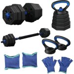 Halt�res r�glables 4 en 1 hct style 10 kg ? set fitness musculation � domicile avec barre kettlebell ...