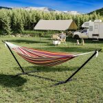 Hamac pour 2 personnes sur pied m�tal capacit� 200 kg pour jardin multicolore