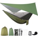 Hamac de camping avec bche anti - pluie et moustiquaire hamac de parachute portable pour la randonne ...