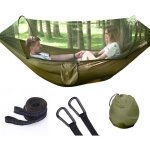 Hamac camping - kcvv - l�ger avec moustiquaire - 250x120cm - 2 personnes - vert militaire