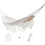 Hamac double pour la maison ou lext�rieur - pour int�rieur et ext�rieur - en coton doux - blanc - charge ...