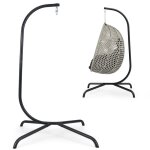 Hamac support en c suspendu en mtal costway crochet  ressort rotation  360 support de chaise suspendu ...