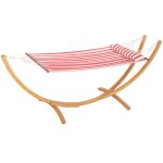 Hamac sur pied - outsunny - 1 place - avec support en bois - oreiller de tête - lit en coton - rayures ... Hamac sur pied - outsunny - 1 place - avec support en bois - oreiller de tête - lit en coton - rayures ...
