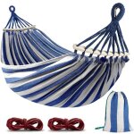 Hamac suspendu 2 places 275 x 155 cm ? tissu anti - d�coloration barre en bois charge 250 kg sac de transport ...