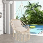 Hamac suspendu - dreamade - chaise suspendue - 2 types de suspension - 2 coussins moelleux - macram� ...