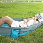 Hamac de voyage portable pour camping lit suspendu simple avec sangle darbre (gris bleu)