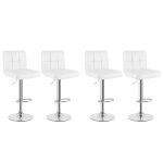 Lot de 4 tabouret de bar - chaises de bar avec repose - pieds - pivotants avec dossier - cuir pu - blanc ...