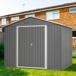 Hangar � outils en m�tal gris 8x6ft avec porte battante couleur anthracite id�al pour ranger des outils ...