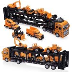 Haopyou - camion de transporteur voiture jouet ensembles de camions de construction 7 en 1 petites voitures ...