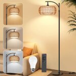 Haopyou - lampadaire sur pied salon rotin - variateur infini 0 - 100 3 tempratures 3000k - 6500k - tlcommandep ...