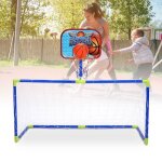 Haopyou - mini football basket set 2 en 1 cage but de football filet panier panneau ballons pompe gonfleur ...