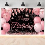 Happy birthday bannière de toile de fond 185 x115cm bannière de fond de fête danniversairerose et or ... Happy birthday bannière de toile de fond 185 x115cm bannière de fond de fête danniversairerose et or ...