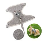 Harnais avec laisse pour lapin et petits animaux - accessoire r�glable et respirant (gris)