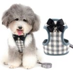 Harnais et laisse petit chien anti traction avec n?ud papillon cloche de scuritanti - fuite reglable ...