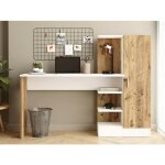 Harry - bureau design avec �tag�res blanc mat et pin