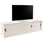 Harry meuble tv avec 3 portes coulissantes en laqu� blanc pin