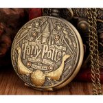 Montre - pendentif - harry potter - gousset - bronze - 80 cm - 4 pierres orange