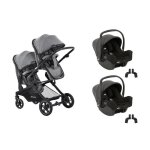 Hauck - poussette jumeaux atlantic twin + 2 si�ges auto i - snug 2 melange grey