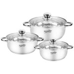 Haussmann hritage - 6 pices marmite faitout acier inoxyable avec couvercles en verre - tous feux dont ...